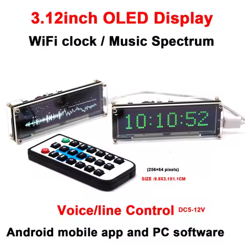 3.12 inch OLED Music Spectrum Wifi CLOCK Display TMIE Audio Level indication VU Meter rhythm Analyze