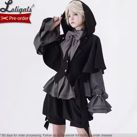 Ouji Lolita Gothic Hooded Rabbit Ear Cape / Short Pants / Long Sleeve Shirt by Princess Chronicles ~