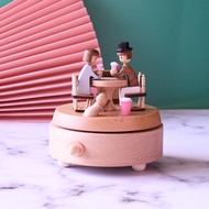 deveodo Wooden Musical Box No Battery Required Smooth Edge Creative Shape Burr Free Clear Sound Deco