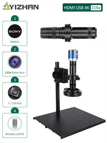 YIZHAN 215X 4K HD Digital Microscope Imx415 HDMI Camera USB-C Output Zoom Lens Remote Control Comput