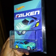 Custom Card FALKEN 95 Mazda Rx7 Silver Blue Rubber Tires Free Protector Hw Hot Wheels Hotwheels Bday