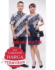 Sarimbit Couple Seragam Pria Wanita Dress Batik 2463 Biru