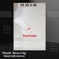 Kantong Plastik Beras 5 kg ukuran 25 x45 cm - PE 30x45 cm tebal 0,8m