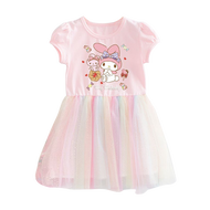 LJMOFA 2-10yrs Kids Girls Fashionable Dress Trendy Summer Dress ChildrenS Kuromi Princess Dress for