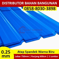 Atap Spandek Galvalum Biru 0.25mm Lebar 750mm Panjang 600cm (6 Meter)