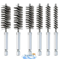 KAREN 6Pcs Stainless Steel Bore Brush, 4'' Long Different Sizes Twisted Wire Bore Brushes, with 1/4"