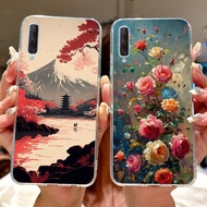 Honor 9X Pro Case HLK-L42 Clear Aesthetic Cute Cat Fashion Flowers Painted Back Cover Honor 9X Pro P