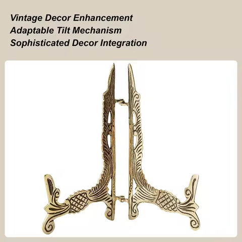 Brass Easel Exhibition Stand Plate Holders Photo Dish Tabletop Easel Book Stands Display Decoration 