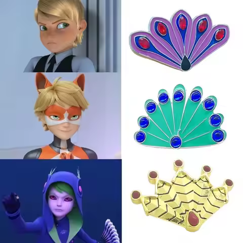 Anime Peacock Conch Bay Girl Reddy Necklace Felix Peripheral Brooch Pins Shining Crystal Inlaid Meta