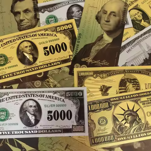 US Dollar Gold Banknotes 1 2 5 10 20 50 100 Million Billion America Banknotes Bill Notes Collection 