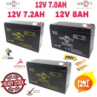 WSS GENUINE WINCITY 12V 7.0ah 12V 7.2Ah 12V 8.0ah 8ah Rechargeable Sealed Lead Acid Battery Autogate UPS CCTV