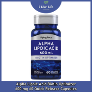 กรดอัลฟาไลโปอิก + ไบโอติน Alpha Lipoic Acid plus Biotin Optimizer 300 or 600mg - PipingRock #ALA + ไ