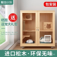 Kayu Pepejal Kucing Vila Super Kucing Sangkar Kucing Mewah Kucing Villa Kucing Rumah Tiga Tingkat Ap