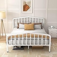 Yitong Angel Queen Bed Frame with Headboard 14 inch Platform Queen Size with Storage No Box Spring Needed/Heavy Duty/Steel Slat Support/Non Slip/Easy Assembly/Noise Free,White