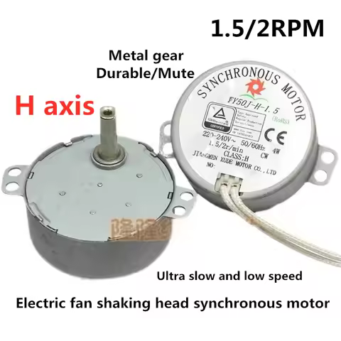 Electric Fan Shaking Head Synchronous Motor TY50J-H-1.5 AC 220V-240V 1.5/2RPM 50/60Hz CW 4W Claw Pol
