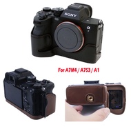 PU Leather Camera Bag For Sony A7M4 A7IV A74 A7S3 A7SIII A1 Portable Half Body Set Shell With Batter