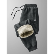 Winter Men's Sweatpants Thick Warm Fleece Joggers Sportswear Zip Pockets Cotton Casual Track Pants P