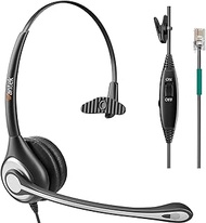 Phone Headset RJ9 with Microphone Noise Cancelling &amp; Mute Switch, Telephone Headset Hands Free Compatible with Polycom VVX310 VVX410 Plantronics S12 Avaya 1408 1416 Northern Telecom Landline Phone