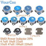 5pcs SMD Power Inductor 20% 4.7uH 10uH 22uH 33uH 47uH 100uH 220uH 7.1*6.5*3mm 6*6*2.8mm 12.5*12.5*7.