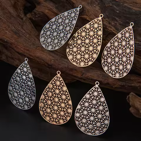 10pcs 22*35mm Waterdrop Charms Wave Point Texture Charm Jewellery Making Accessories B3838