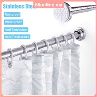 [Johor Seller] Stainless Steel Adjustable Curtain Rod Drying Rack Clothes Shower Curtain Extendable Tension Telescopic