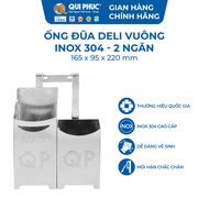 Ống Đũa Inox 304 DELI Vuông 2 Ngăn - Chính Hãng Qui Phúc - Kệ Đựng Gia Dụng Nhà Bếp Inox 304 Cao Cấp