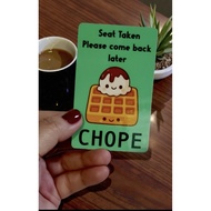 CHOPE CARD -  Chope Yr seat at Hawker Centre  *Cafe Series* Christmas Present / Gift Ideas