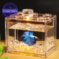 Building Blocks Betta Fish Tank Transparent Creative Tank Small Fish T6u5