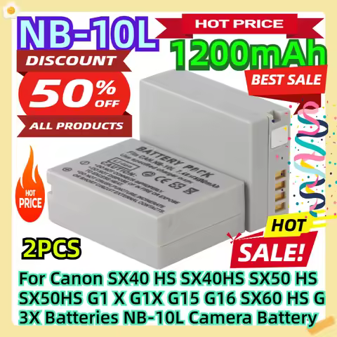 For Canon SX40 HS SX40HS SX50 HS SX50HS G1 X G1X G15 G16 SX60 HS G3X Batteries 7.4V 1200mAh NB-10L C