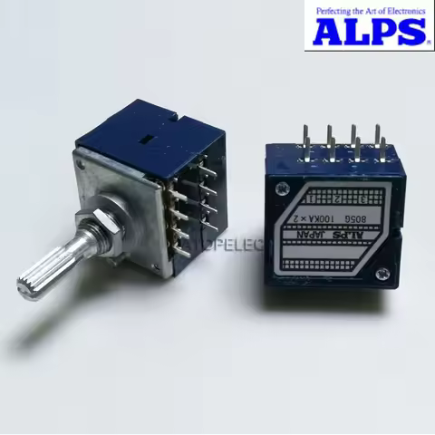 1pc Japan ALPS RK27 8pin with Loudness Volume LOG Stereo Potentiometer 2-gang Dual 50K/100K Knurled