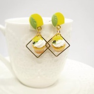 袖珍檸檬杯子蛋糕軟陶耳環 Miniature Lemon Cup Cake Earrings