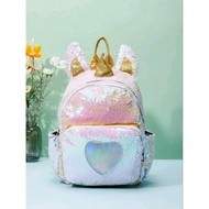 Sequin Cute Bag Pack for Girls Kids Pink Gold Rabbit Ear Unicorn Heart Bag Fashion Bag Toddler