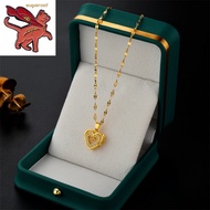 pure 18K Saudi gold Pawnable Legit necklace women's heart pendant titanium steel collarbone chain