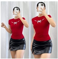 HVDENIM Basic Full Length Double Lining Spidey Print Boat Neck T-shirt Top Good Quality Slim Fit sho