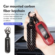 Carbon Fiber Car Keychain with metal logo For Honda Odyssey Insight Passport Vezel Pilot Stream Shuttle
