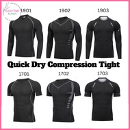 BTM_ Men Compression Tight Gym Shirt Cool Dry Long Short Sleeve Fitness Baju Ketat Lengan Panjang Pe