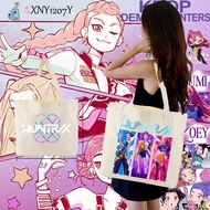 กระเป๋าผ้าแคนวาส Kpop Demon Hunters Tote Bag Rumi Zoey Mira กระเป๋าผ้าแคนวาสสะพายไหล่แบบลำลอง ความจุ