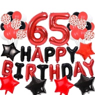 (SG Seller) 65th Red Birthday Decorations, 65 Birthday Balloon, Red Black Birthday Decorations Set 6