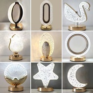 LP-6 Get Coupons🍅insMetal Star Moon Table Lamp Children Girl Birthday Gift Ambience Light Touch Three Color Decoration S
