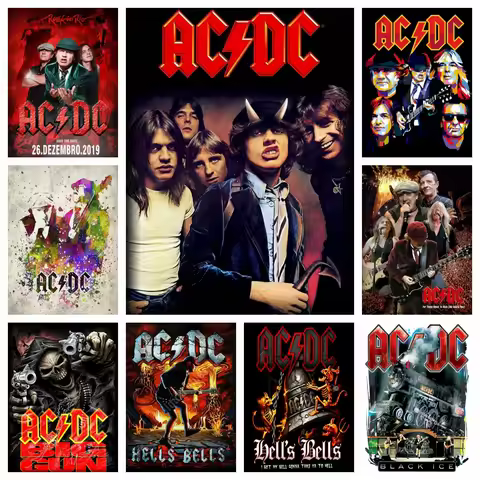 AC/DC Rock Band 5D DIY Diamond Painting Embroidery Music Art Mosaic Rhinestones Hobby Home Decor Gif