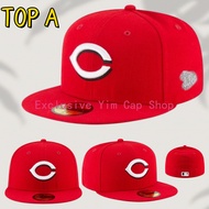Major League Baseball Cincinnati Reds Collection Home Red Basic Fitted Hat Fully Enclosed Flat Brim 