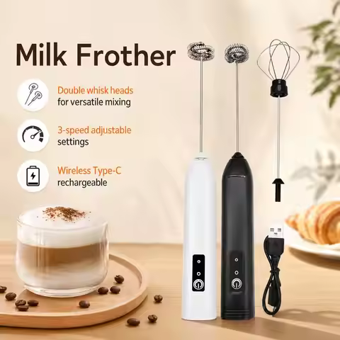Portable Electric Milk Frothers Handheld Blender USB Mini Coffee Maker Whisk Mixer Cappuccino Cream 