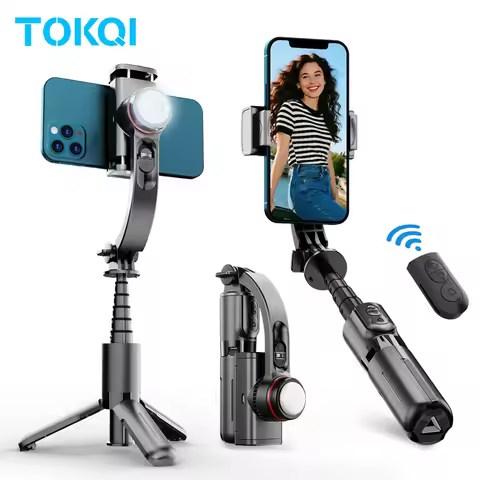 TOKQI L18s Gimbal Stabilizer Selfie Stick Tripod Extendable with Fill Light Bluetooth Wireless Remot
