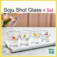 Korean soju shot glass 4 set mini soju shot glass drinking glass cup cute soju cup glass