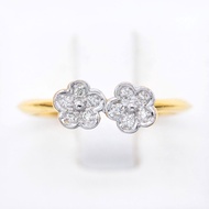 Happy Jewelry: แหวนเพชรของแท้ ดอกไม้คู่ เพชรแท้เกสร ทองแท้ 9k (37.5%) ME748