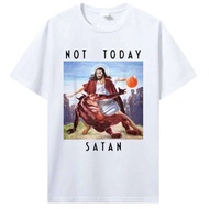 Not Today Satan Jesus Vs Satan Playing Basketball T-Shirt Summer Cotton Short Sleeve O-Neck Men T Sh
