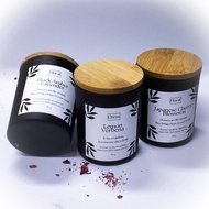 Scented Candle 100% Natural Soy Wax - 150g Black Amber Lavender, Lemon Verbena, Citrus Blossoms, Japanese Cherry Blossom