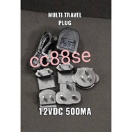 12VDC 500MA DC12V 500MA AC to DC ADAPTOR SWITCHING ADAPTOR MULTI TRAVEL PLUG