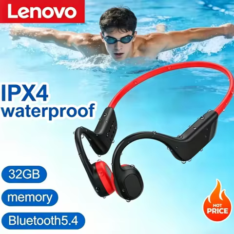 Lenovo Bone Conduction Headset Wireless Bluetooth 5.4 IPX4 Sports Headphone For Indoor Outdoor Sport