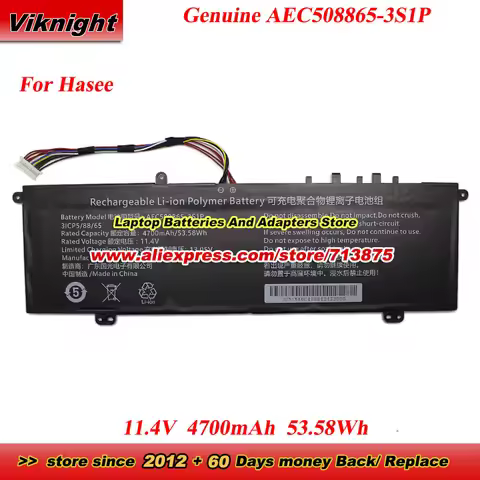Genuine AEC508865-3S1P Battery AEC508865 for Hasee X5-2021S5 X5-2021S5H X5-HINS02 Laptop Battery 11.
